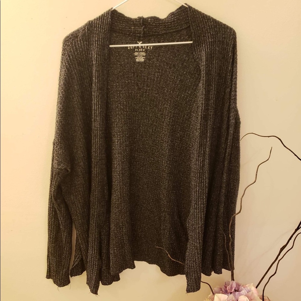 american eagle super soft plush black sweater small